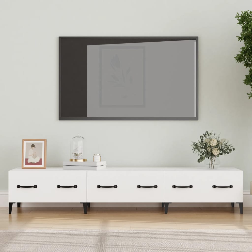 Έπιπλο Τηλεόρασης Λευκό 150x34,5x30 εκ. από Επεξεργασμένο Ξύλο