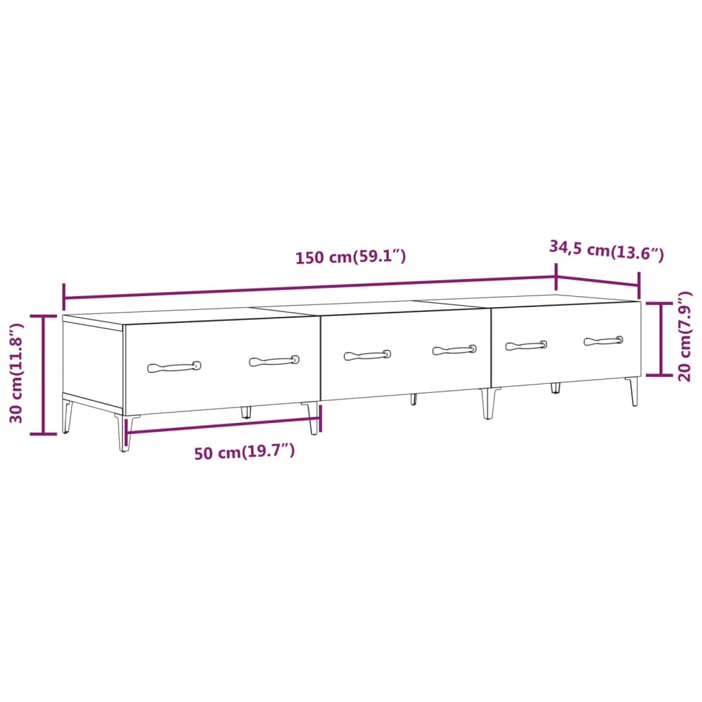 Έπιπλο Τηλεόρασης Sonoma Δρυς 150x34,5x30 εκ. από Επεξεργ. Ξύλο - Pakobazaar