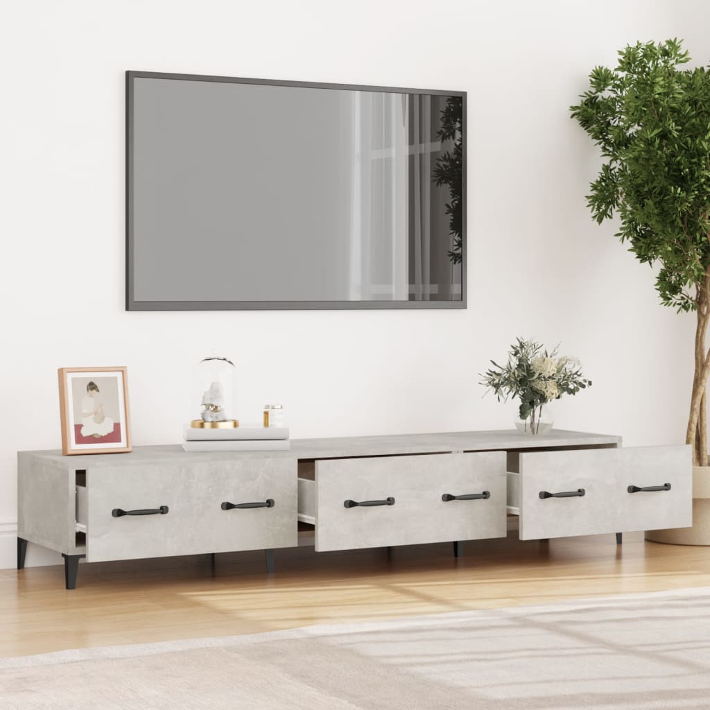 Έπιπλο Τηλεόρασης Γκρι Σκυροδέματος 150x34,5x30 εκ. Επεξ. Ξύλο