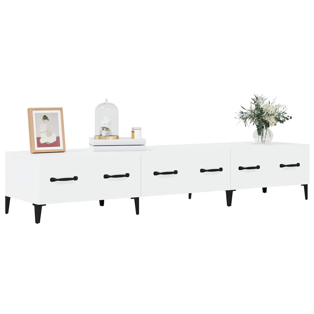 Έπιπλο Τηλεόρασης Γυαλ. Λευκό150x34,5x30εκ.Επεξεργασμένο Ξύλο