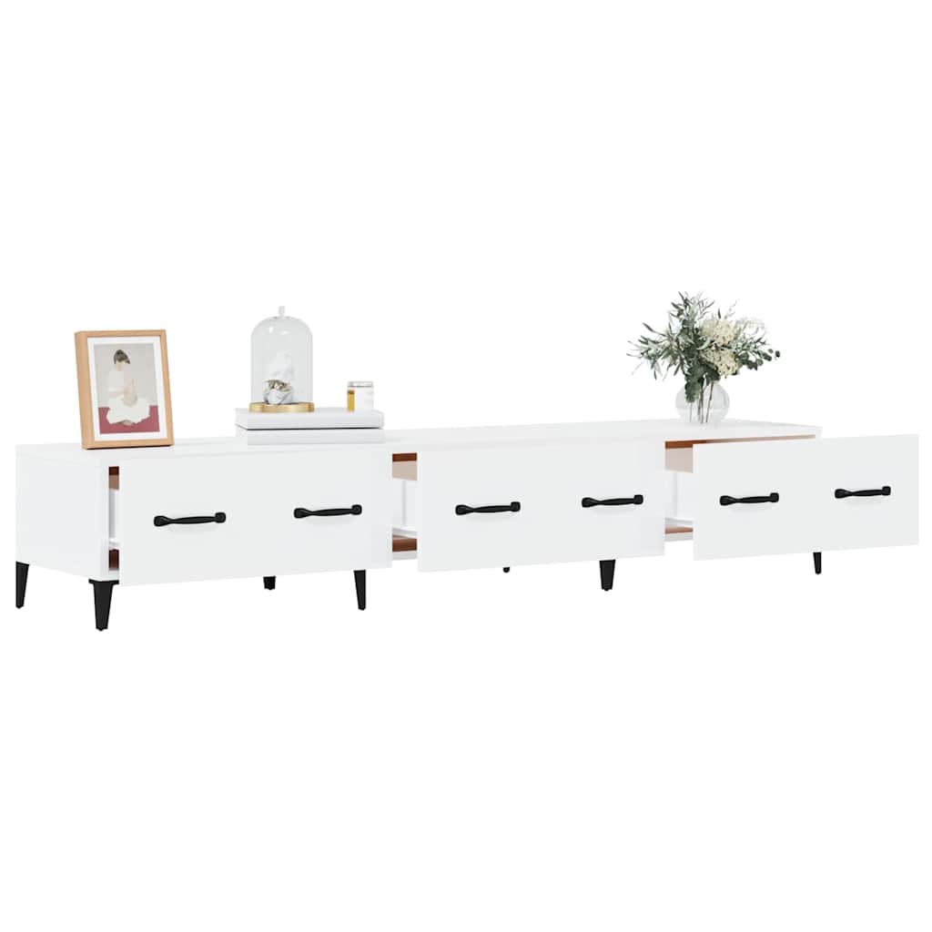 Έπιπλο Τηλεόρασης Γυαλ. Λευκό150x34,5x30εκ.Επεξεργασμένο Ξύλο