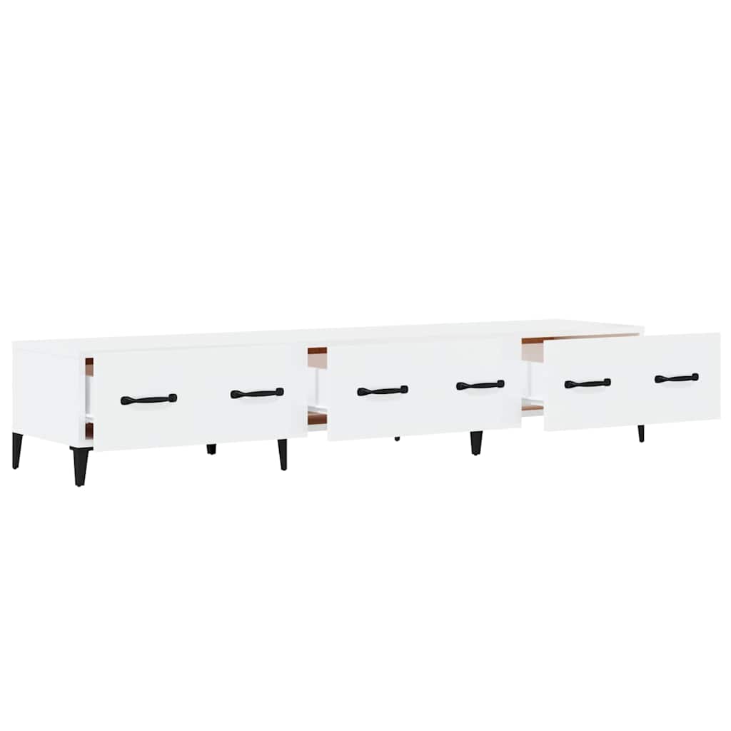 Έπιπλο Τηλεόρασης Γυαλ. Λευκό150x34,5x30εκ.Επεξεργασμένο Ξύλο