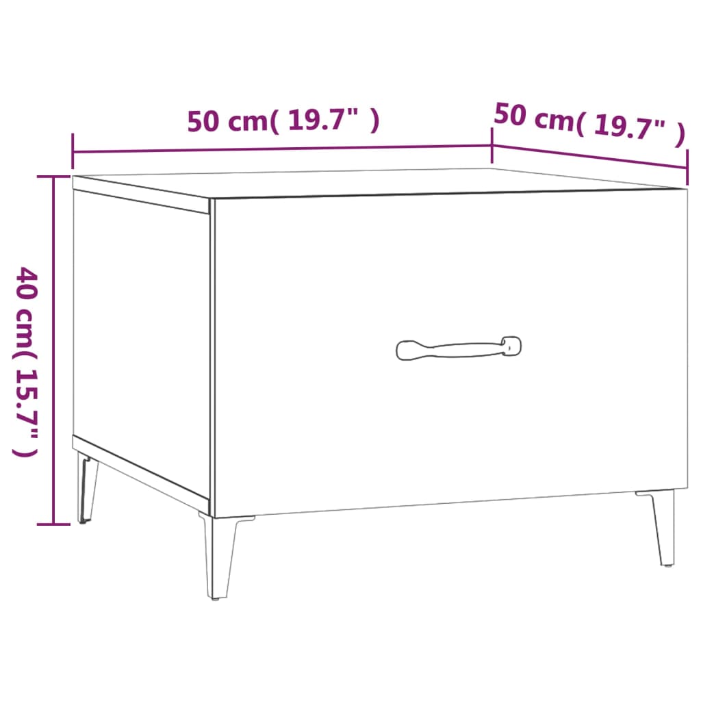 Τραπέζι Σαλονιού με Μεταλλικά Πόδια Sonoma Δρυς 50x50x40 εκ.