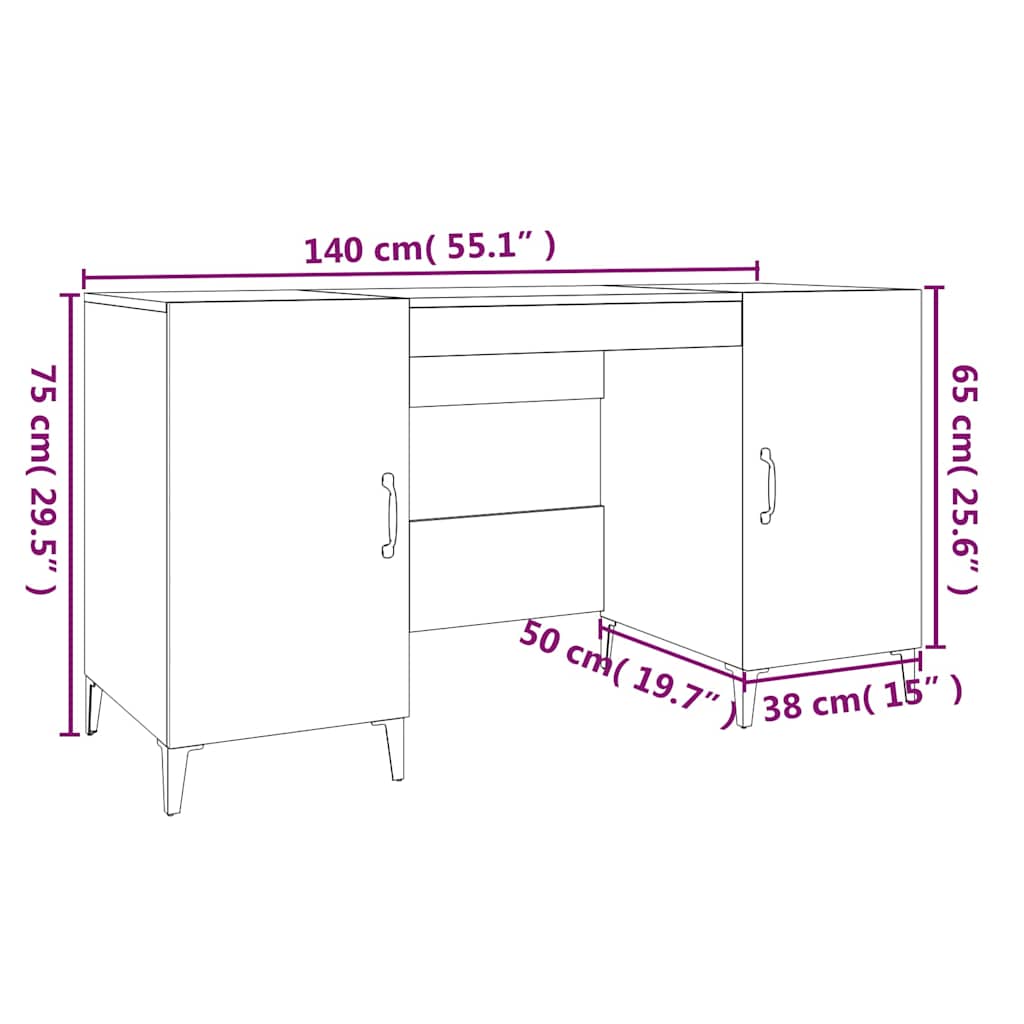 Γραφείο Γκρι Σκυροδέματος 140x50x75 εκ. Επεξεργασμένο Ξύλο - Pakobazaar