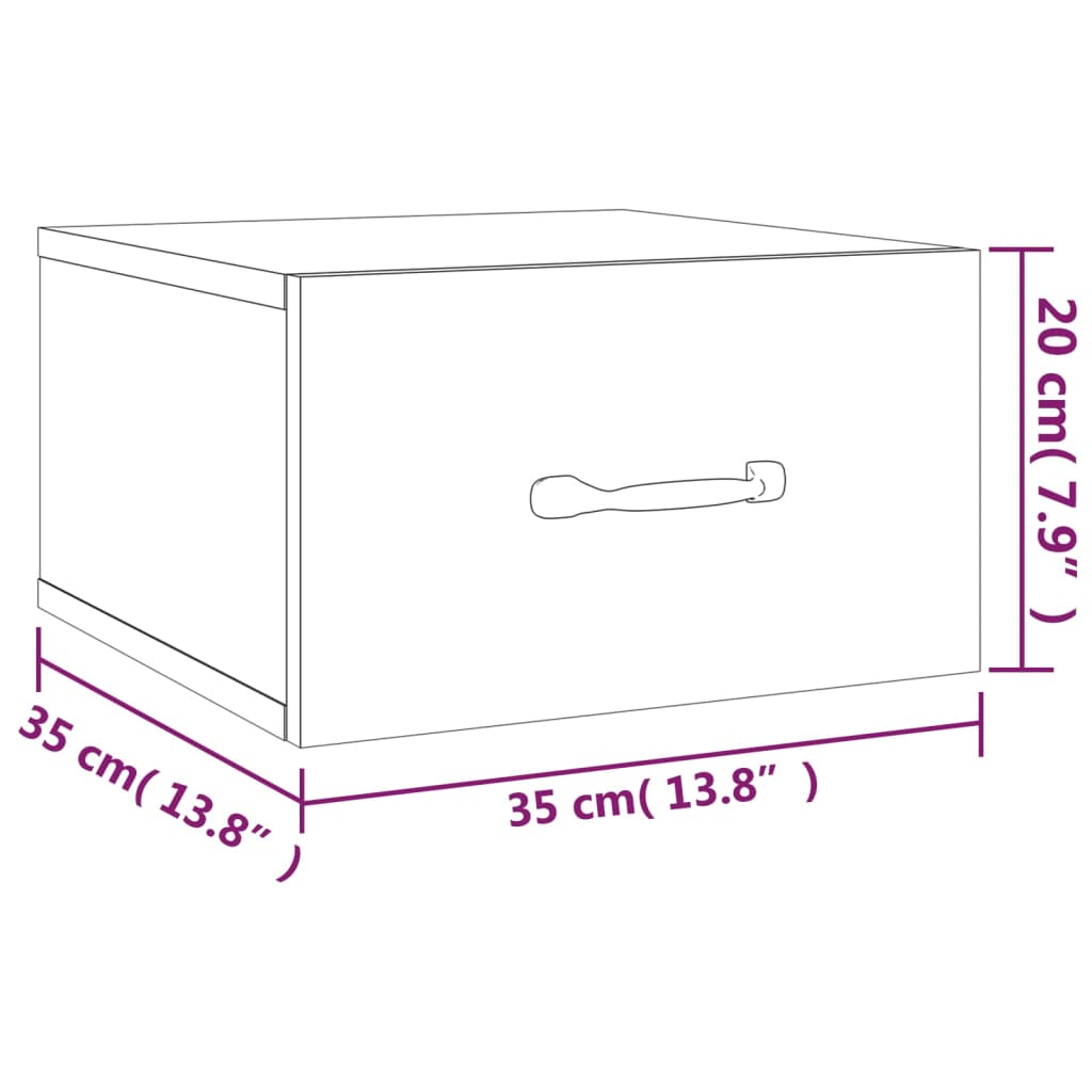 Κομοδίνα Επιτοίχια 2 τεμ. Μαύρα 35 x 35 x 20 εκ.