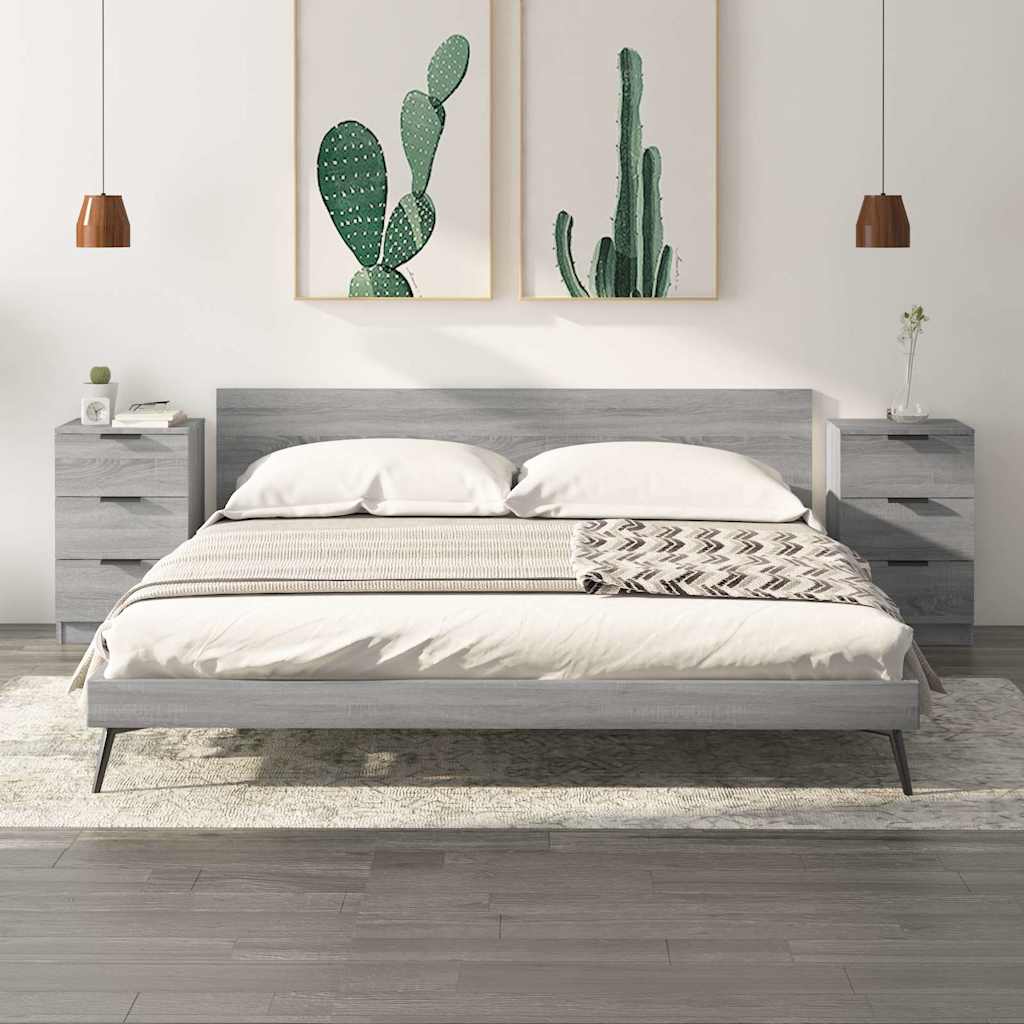 Κομοδίνα 2 τεμ. Γκρι Sonoma 40x36x65 εκ.
