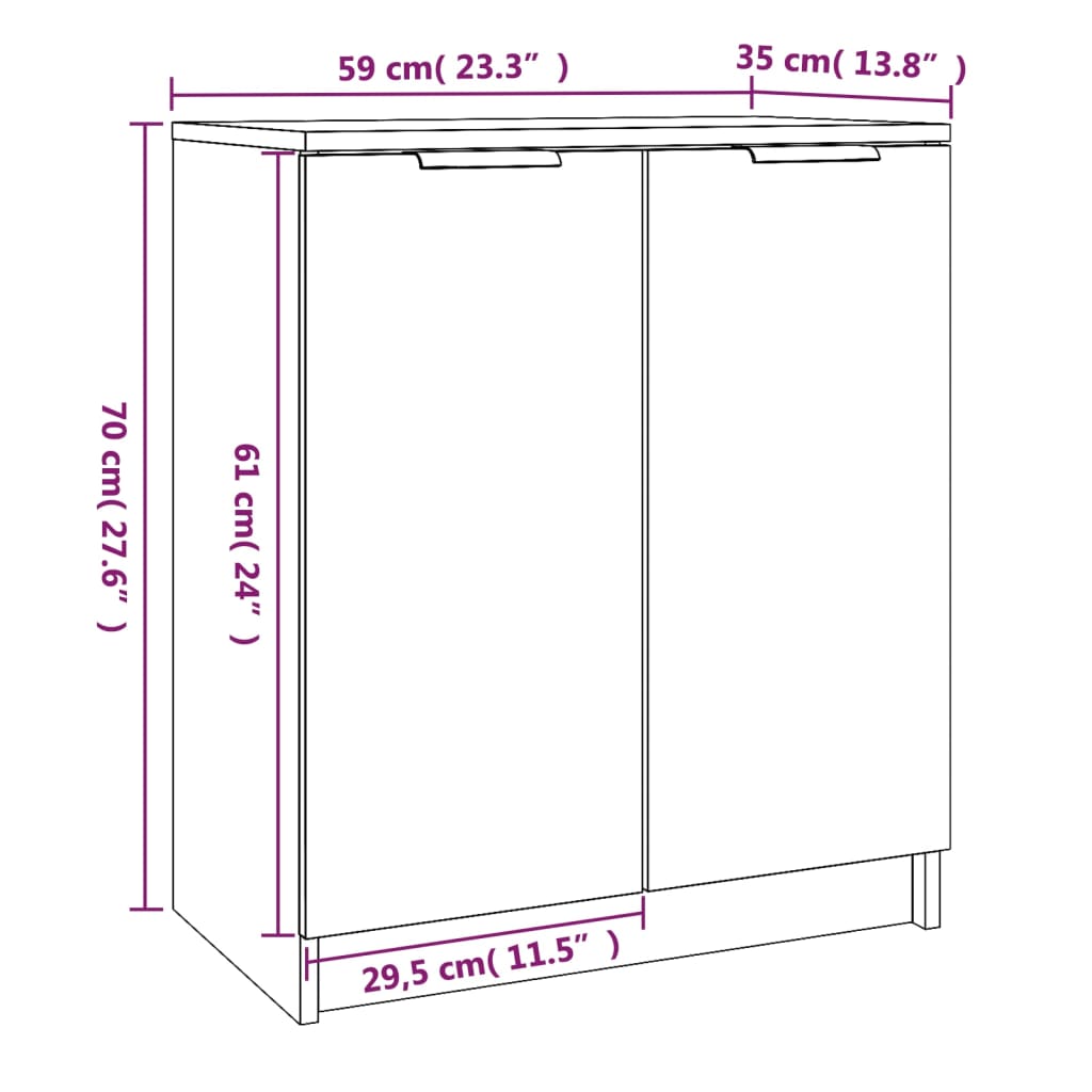Παπουτσοθήκη Καφέ Δρυς 59x35x70 εκ. από Επεξεργασμένο Ξύλο