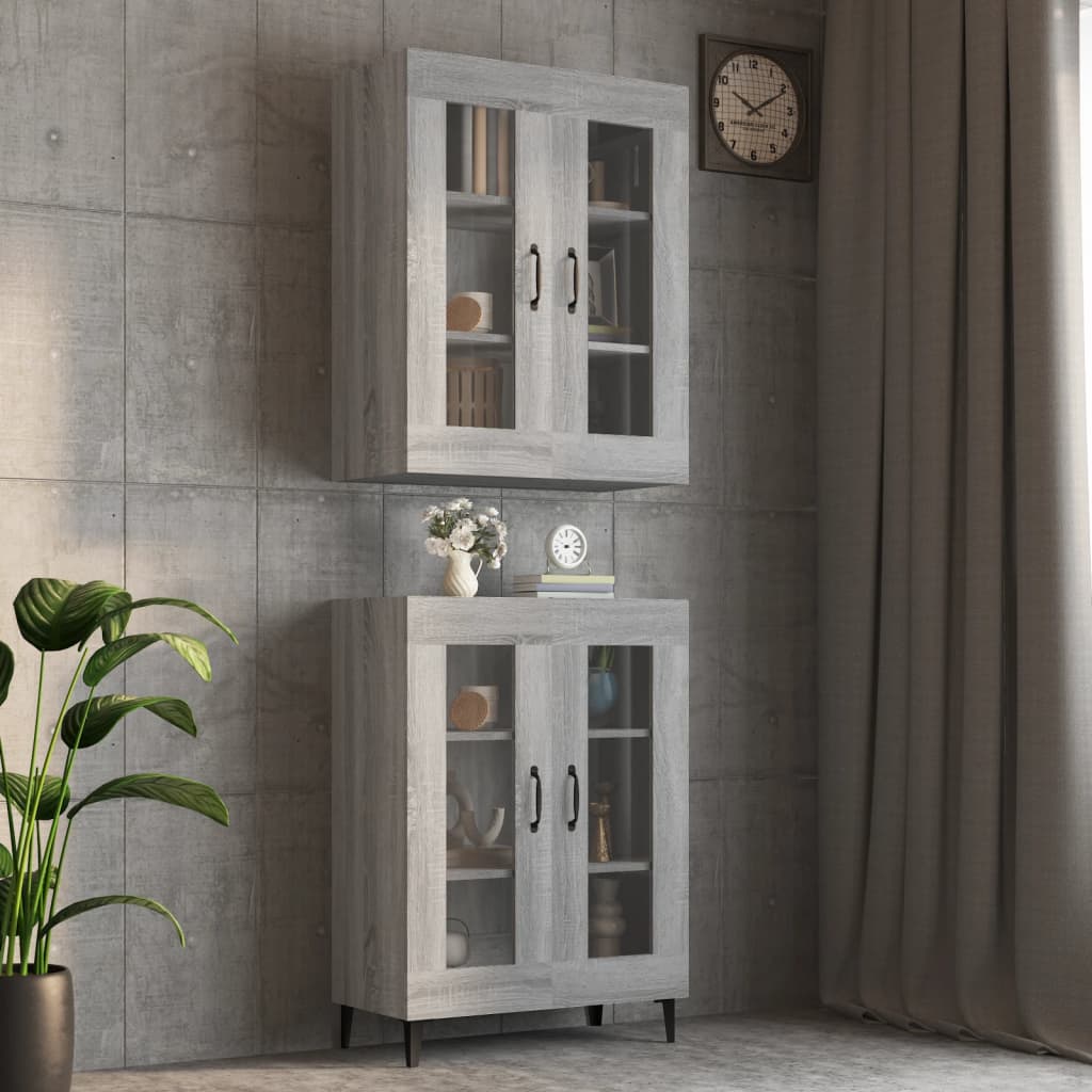 Ντουλάπι Τοίχου Κρεμαστό Γκρι sonoma 69,5x34x90 εκ. - Pakobazaar