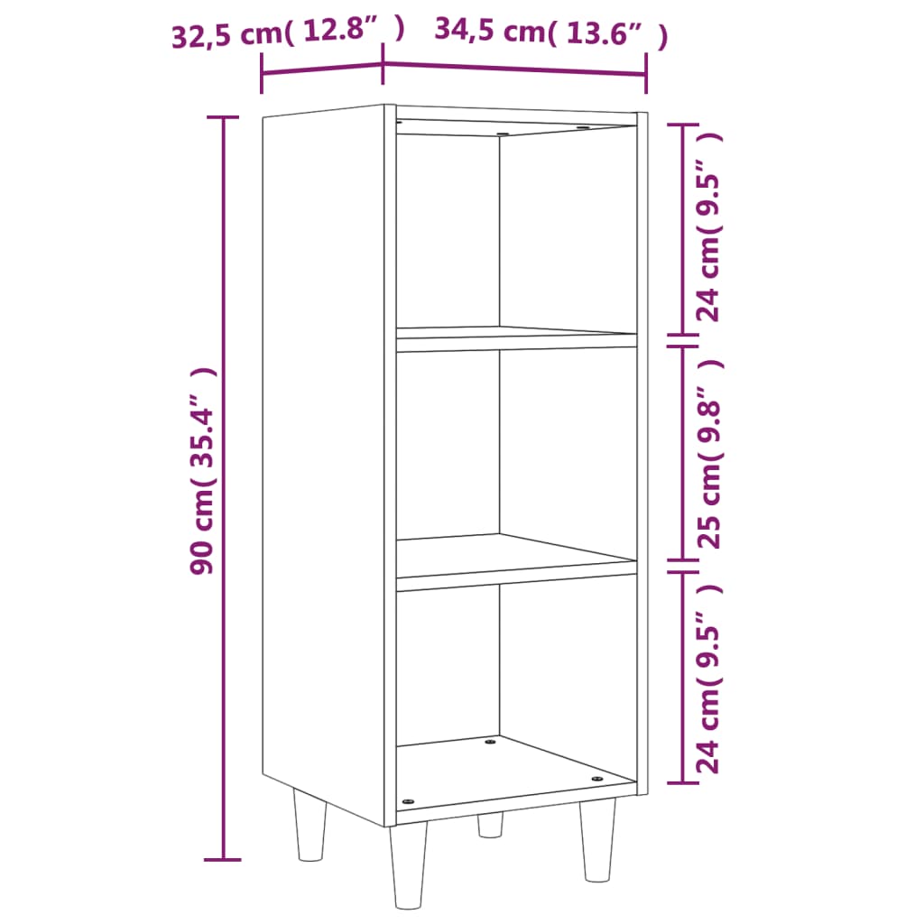 Ντουλάπι Καφέ Δρυς 34,5 x 32,5 x 90 εκ. Επεξεργασμένο Ξύλο