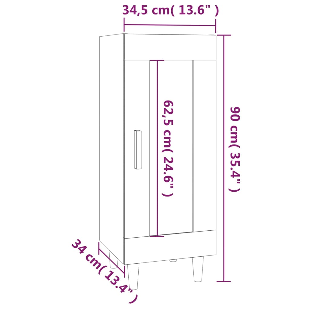 Ντουλάπι Καφέ Δρυς 34,5 x 34 x 90 εκ. Επεξεργασμένο Ξύλο