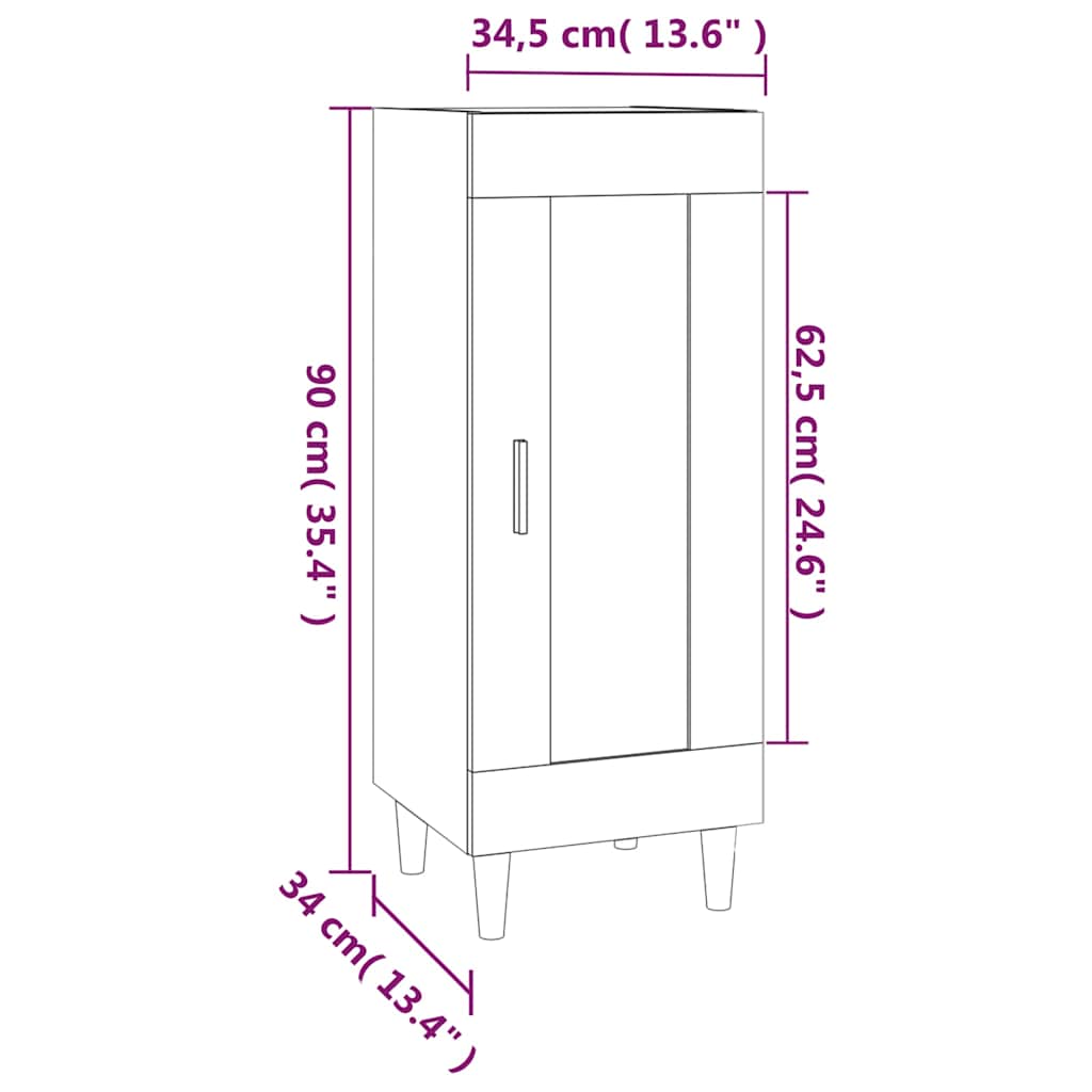 Ντουλάπι Καφέ Δρυς 34,5 x 34 x 90 εκ. Επεξεργασμένο Ξύλο