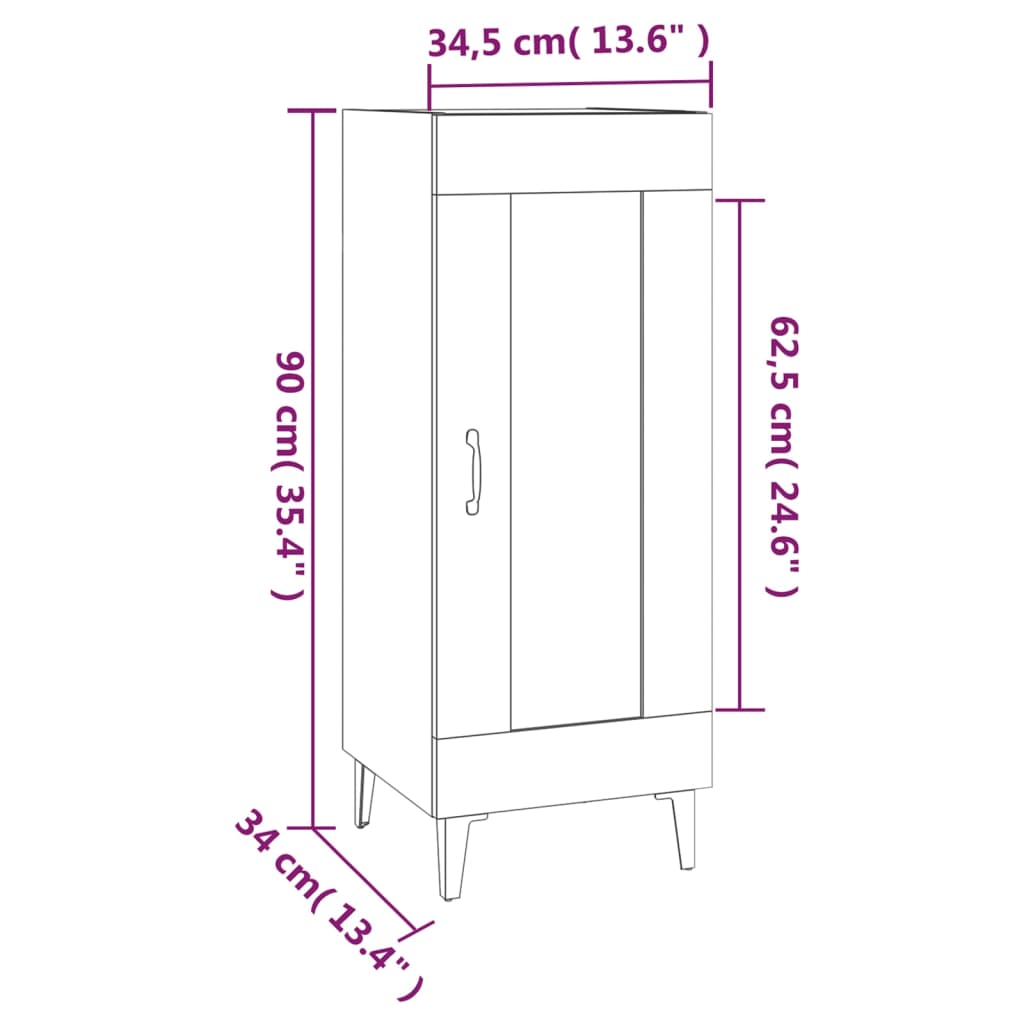 Ντουλάπι Γκρι Sonoma 34,5x34x90 εκ. από Επεξεργασμένο Ξύλο
