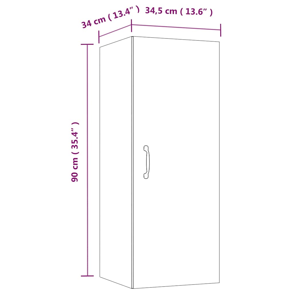 Ντουλάπι Τοίχου Κρεμαστό Γκρι Sonoma 34,5x34x90 εκ. Επεξ. Ξύλο