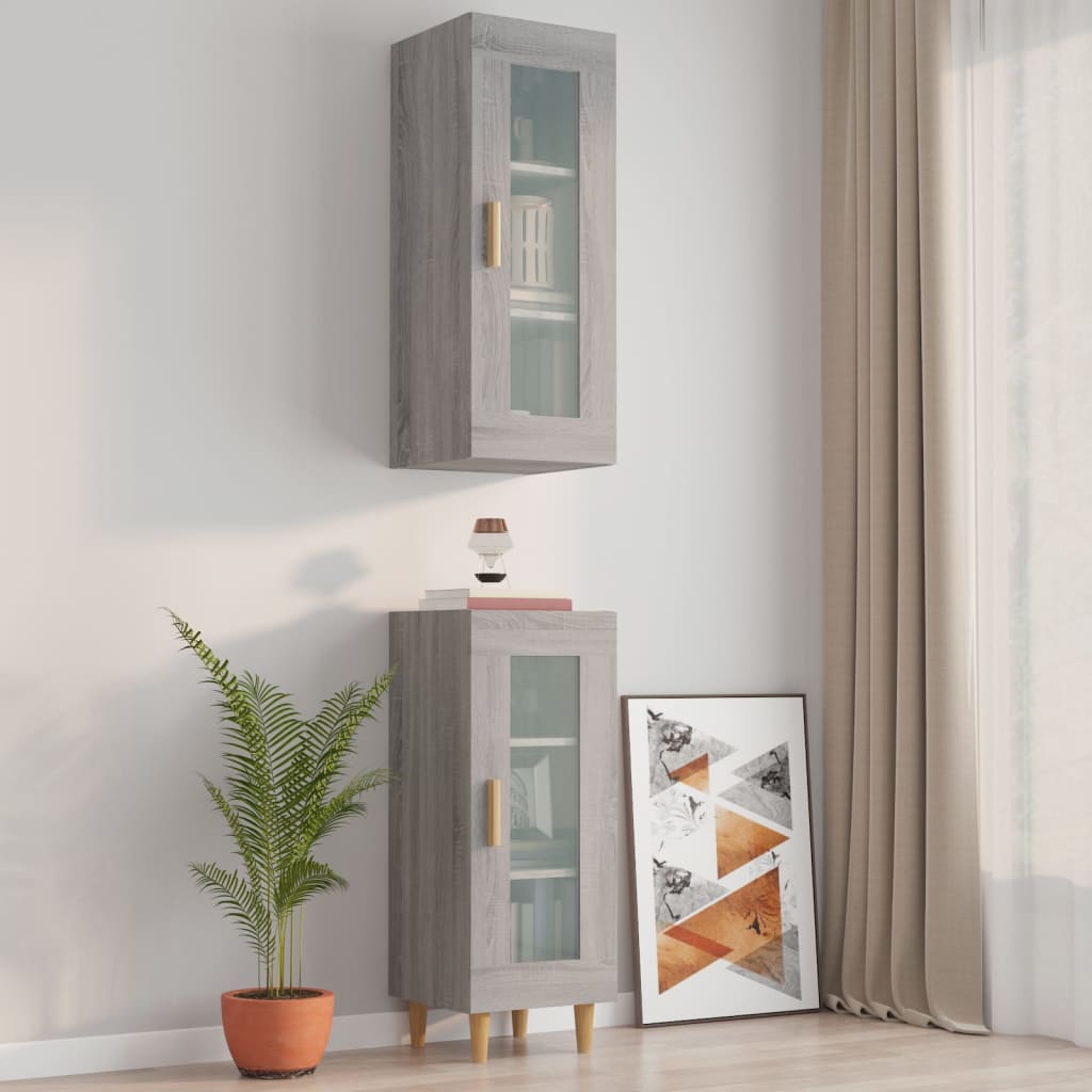 Ντουλάπι Τοίχου Κρεμαστό Γκρι sonoma 34,5x34x90 εκ.