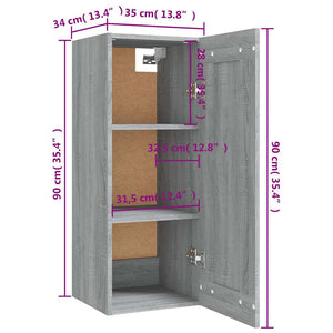 Ντουλάπι Κρεμαστό Γκρι Sonoma 35x34x90 εκ. Επεξεργασμένο Ξύλο