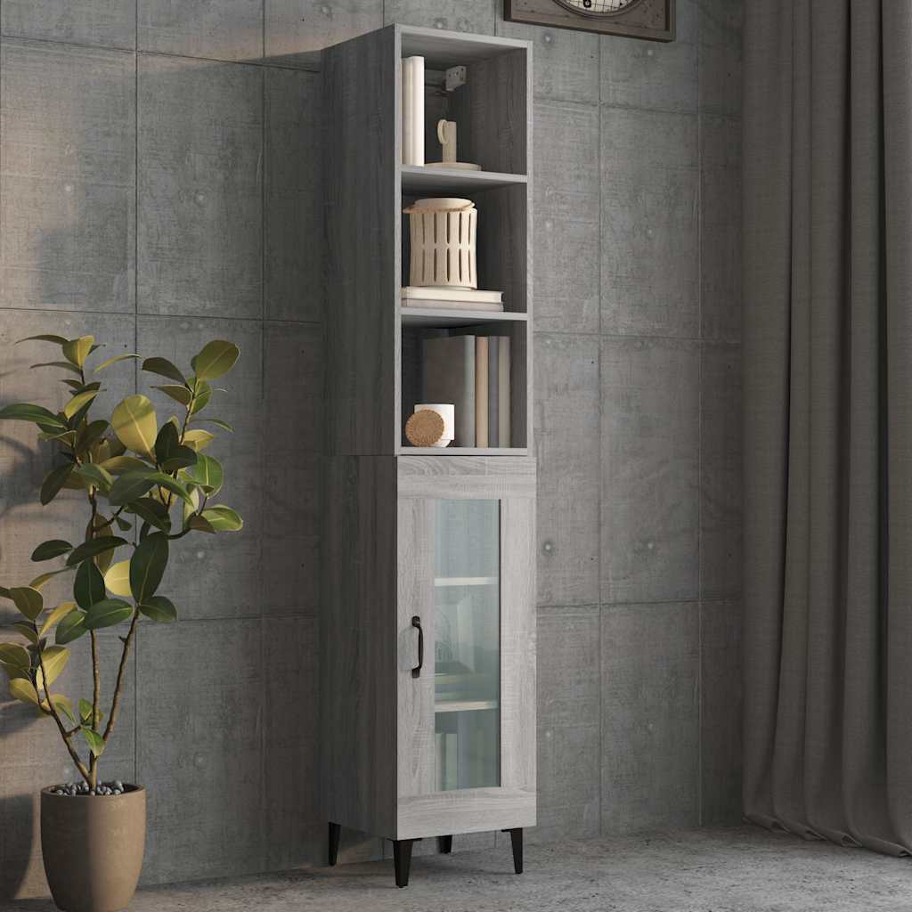 Ντουλάπι Τοίχου Γκρι Sonoma 34,5x32,5x90 εκ. Επεξεργασμένο Ξύλο - Pakobazaar