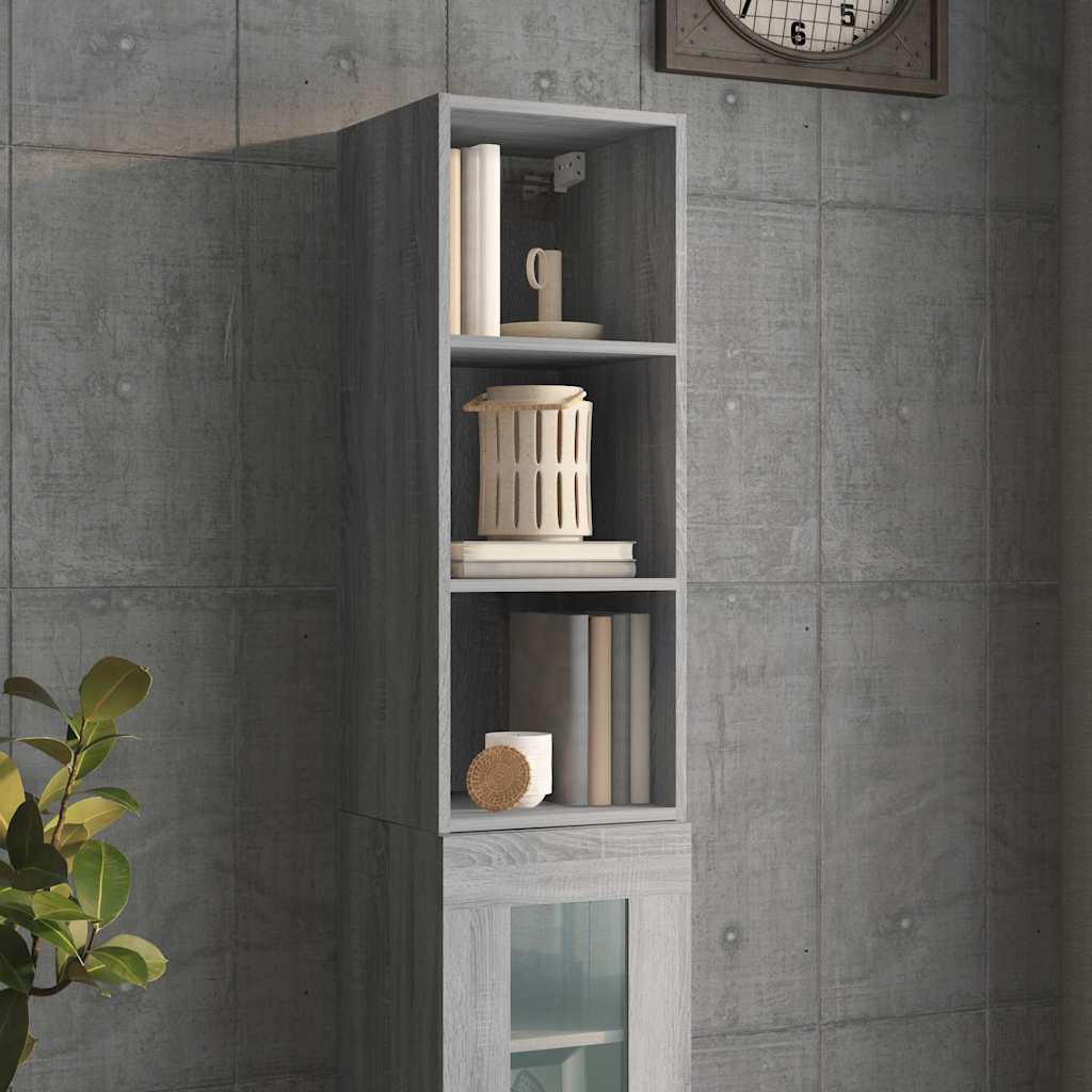 Ντουλάπι Τοίχου Γκρι Sonoma 34,5x32,5x90 εκ. Επεξεργασμένο Ξύλο - Pakobazaar