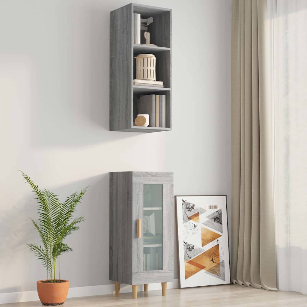 Ντουλάπι Τοίχου Γκρι Sonoma 34,5x32,5x90 εκ. Επεξεργασμένο Ξύλο - Pakobazaar