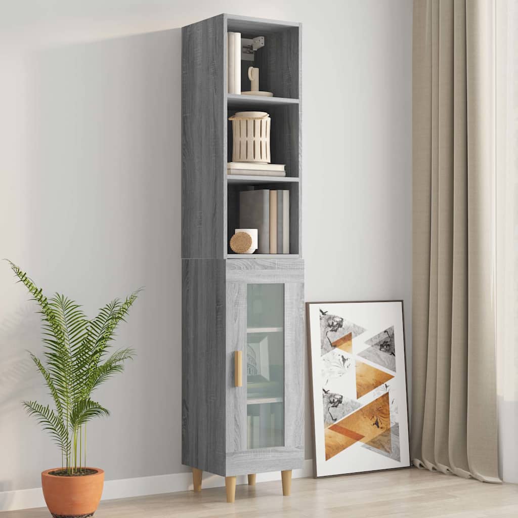 Ντουλάπι Τοίχου Γκρι Sonoma 34,5x32,5x90 εκ. Επεξεργασμένο Ξύλο - Pakobazaar