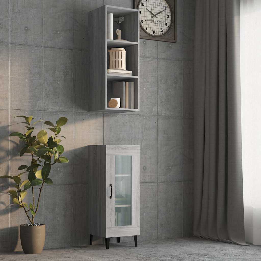 Ντουλάπι Τοίχου Γκρι Sonoma 34,5x32,5x90 εκ. Επεξεργασμένο Ξύλο - Pakobazaar