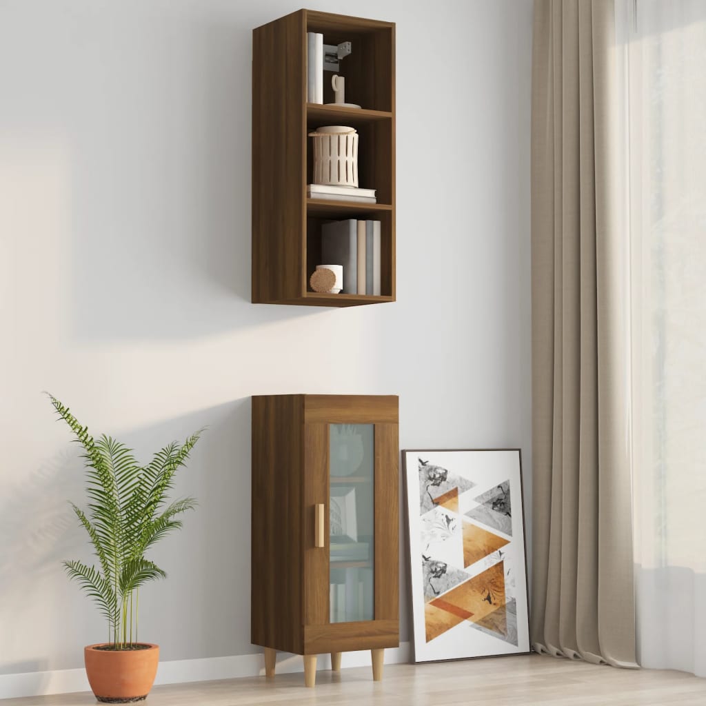 Ντουλάπι Τοίχου Καφέ Δρυς 34,5x32,5x90 εκ. Επεξεργασμένο Ξύλο
