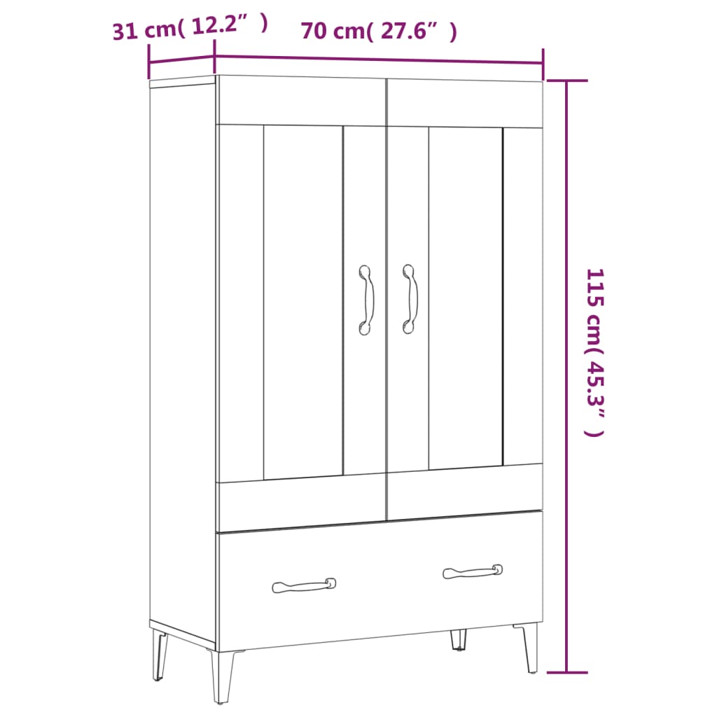 Ντουλάπα Γκρι Sonoma 70 x 31 x 115 εκ. από Επεξεργασμένο Ξύλο - Pakobazaar