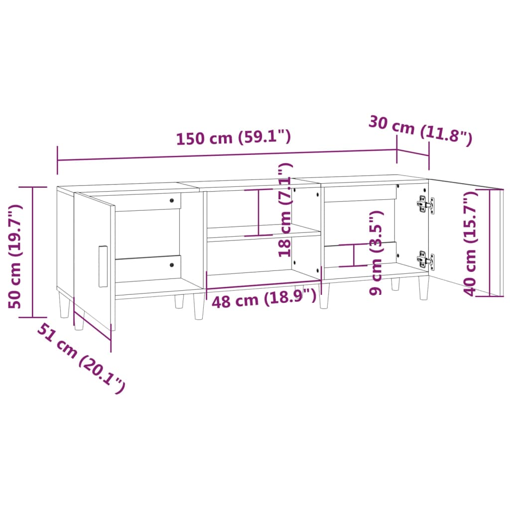 Έπιπλο Τηλεόρασης Γκρι Sonoma 150x30x50 εκ. από Επεξεργ. Ξύλο - Pakobazaar