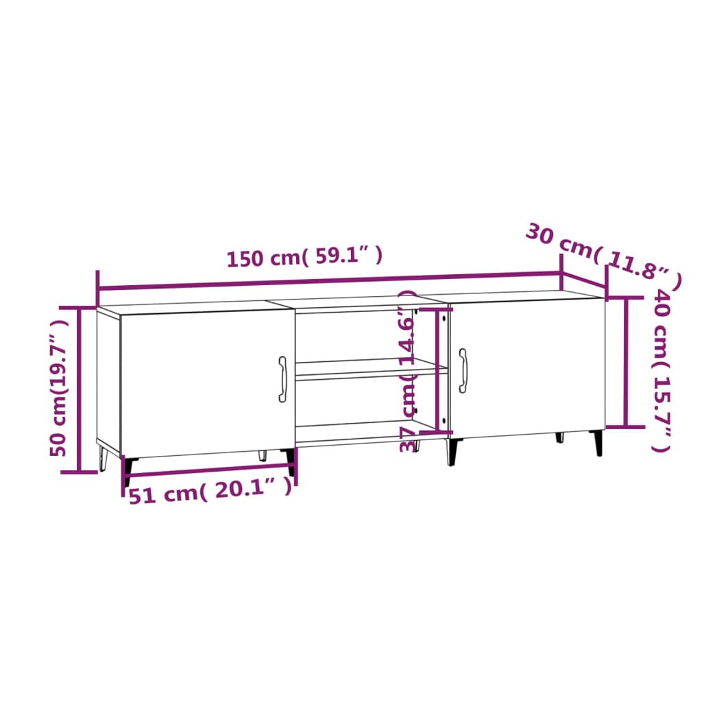 Έπιπλο Τηλεόρασης Καπνιστή Δρυς 150x30x50 εκ. Επεξ. Ξύλο