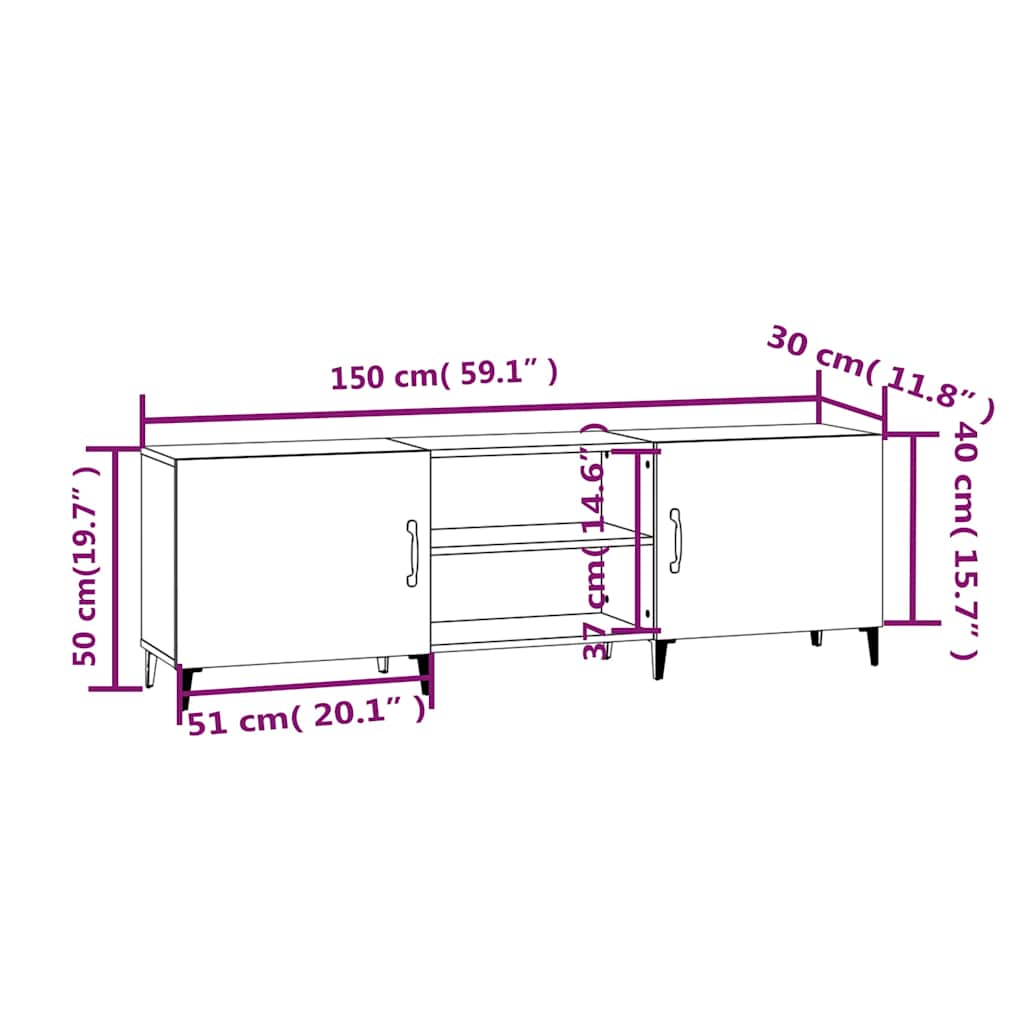 Έπιπλο Τηλεόρασης Γκρι Sonoma 150x30x50 εκ. από Επεξεργ. Ξύλο - Pakobazaar