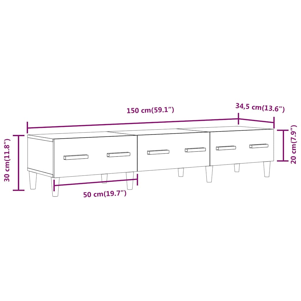 Έπιπλο Τηλεόρασης Καφέ Δρυς 150x34,5x30 εκ. Επεξεργασμένο Ξύλο