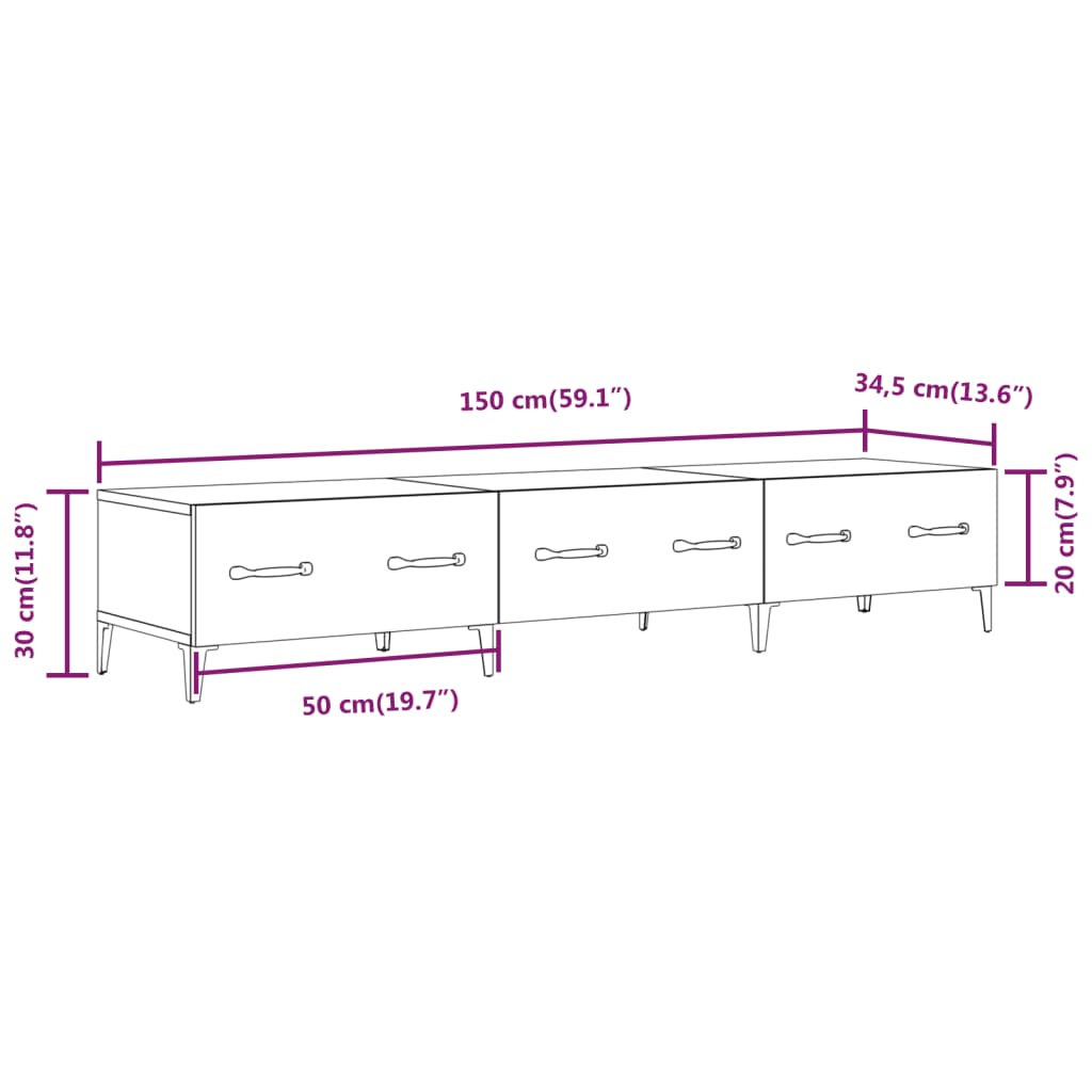 Έπιπλο Τηλεόρασης Γκρι Sonoma 150x34,5x30εκ. Επεξεργασμένο Ξύλο - Pakobazaar