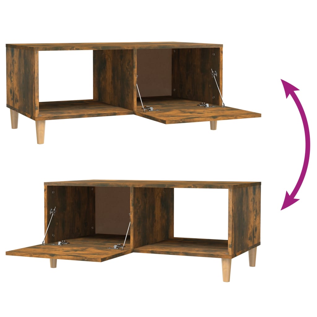 Τραπεζάκι Σαλονιού Καπνιστή Δρυς89,5x50x40εκ. από Επεξεργ. Ξύλο