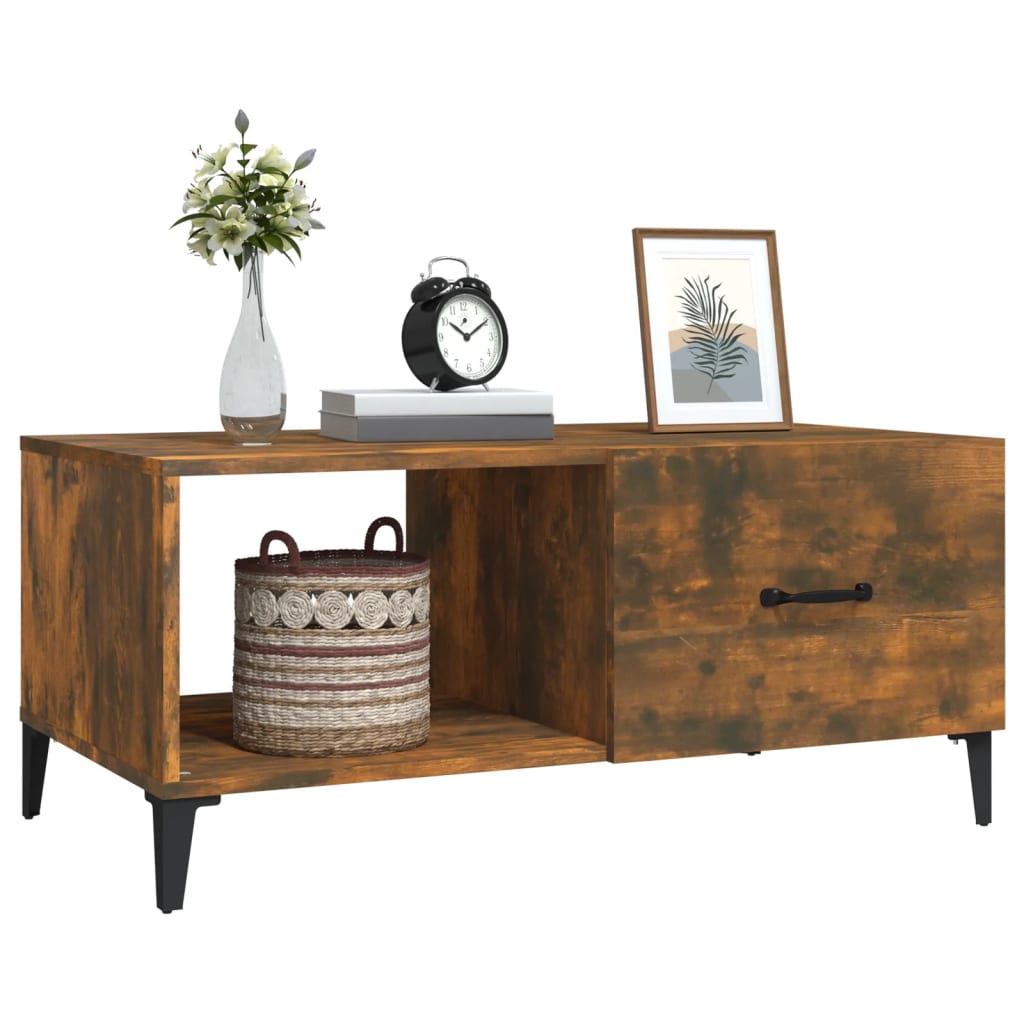 Τραπεζάκι Σαλονιού Καπνιστή Δρυς 90x50x40 εκ. Επεξεργασμ. Ξύλο