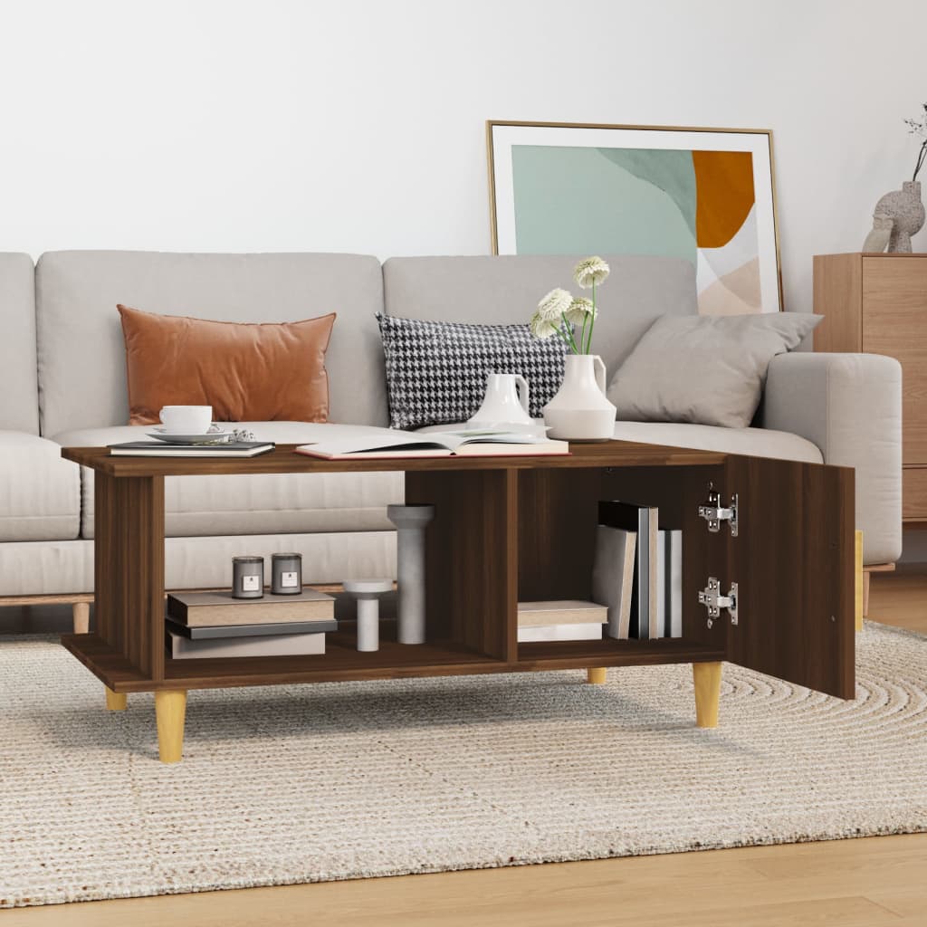 Τραπεζάκι Σαλονιού Καφέ Δρυς 90x50x40 εκ. Επεξεργασμένο Ξύλο