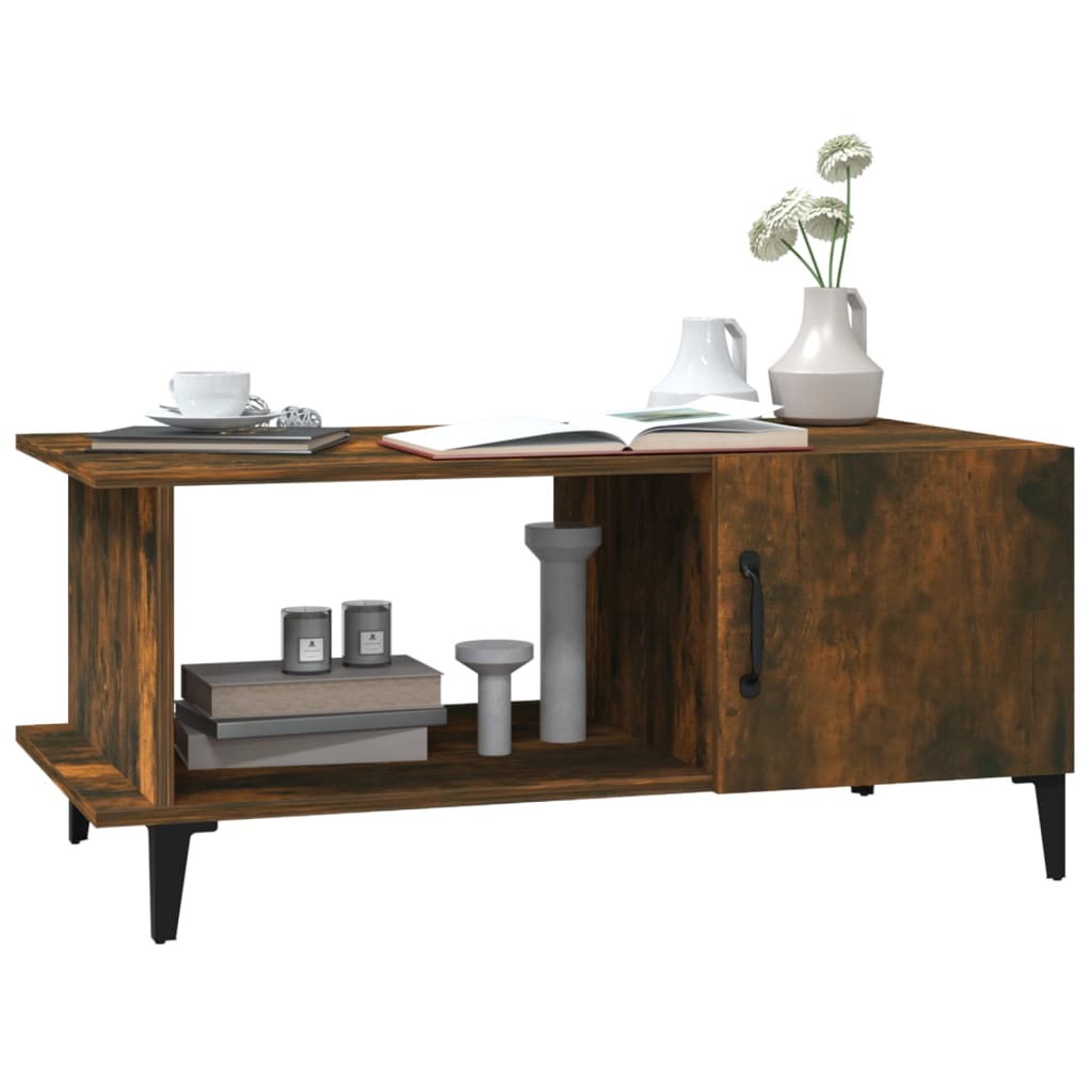 Τραπεζάκι Σαλονιού Καπνιστή Δρυς 90x50x40εκ. Επεξεργασμένο Ξύλο