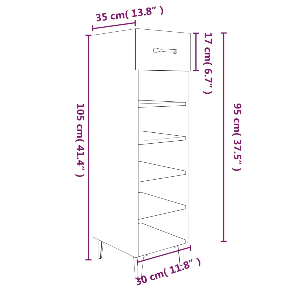 Παπουτσοθήκη Γκρι Sonoma 30x35x105 εκ. από Επεξεργασμένο Ξύλο - Pakobazaar