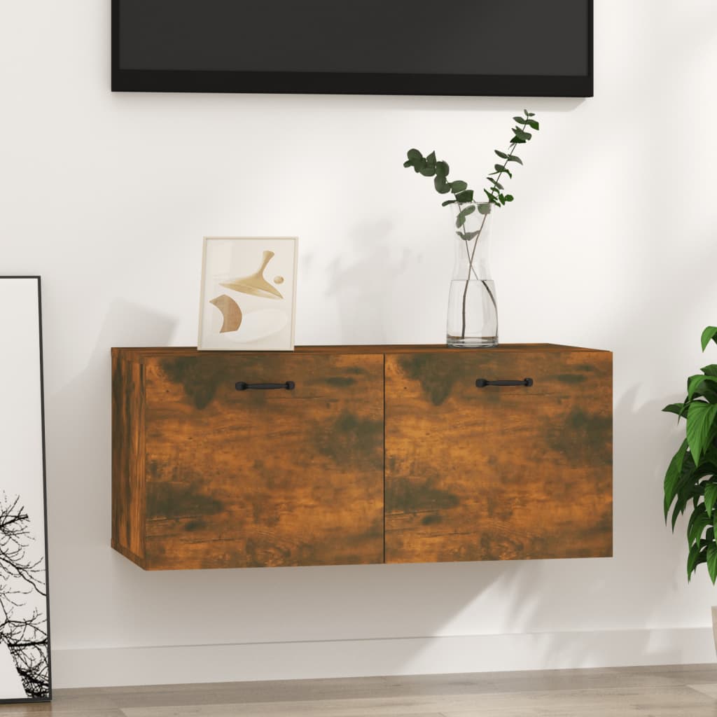 Ντουλάπι Τοίχου Καπνιστή Δρυς 80x35x36,5 εκ. Επεξεργασμένο Ξύλο - Pakobazaar