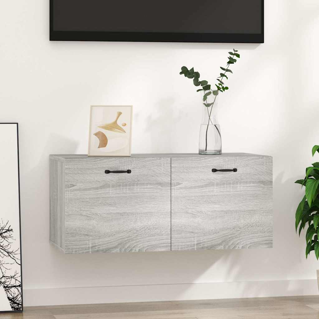 Ντουλάπι Τοίχου Γκρι Sonoma 80x36,5x35 εκ. Επεξεργασμένο Ξύλο