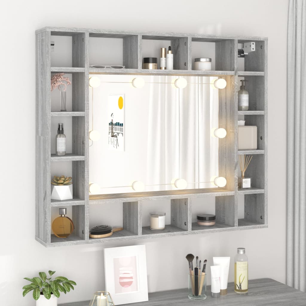 Έπιπλο Καθρέπτη με LED Γκρι Sonoma 91x15x76,5 εκ.