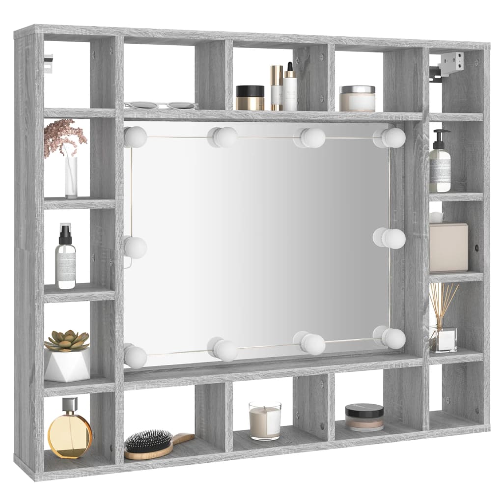 Έπιπλο Καθρέπτη με LED Γκρι Sonoma 91x15x76,5 εκ.