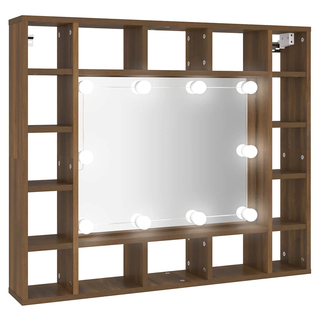 Έπιπλο Καθρέπτη με LED Καφέ Δρυς 91x15x76,5 εκ.