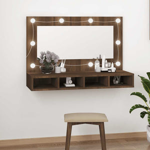 Έπιπλο Καθρέπτη με LED Καφέ Δρυς 90x31,5x62 εκ. - Pakobazaar