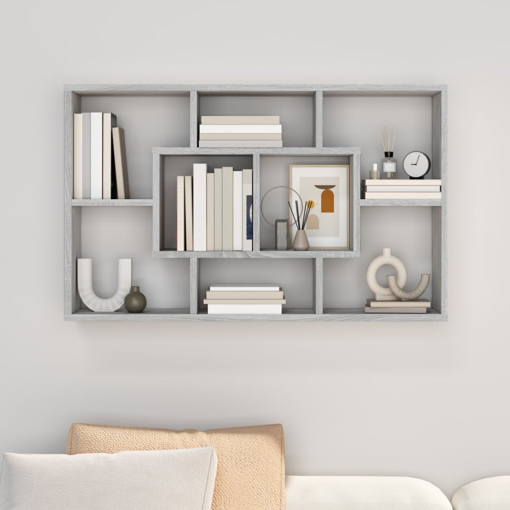 Ραφιέρα Τοίχου Γκρι Sonoma 85x16x52,5 εκ. Επεξεργασμένο Ξύλο - Pakobazaar