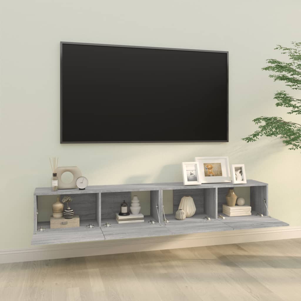 Έπιπλα Τηλεόρασης Τοίχου 2 τεμ. Γκρι 100x30x30 εκ. Επ. Ξύλο
