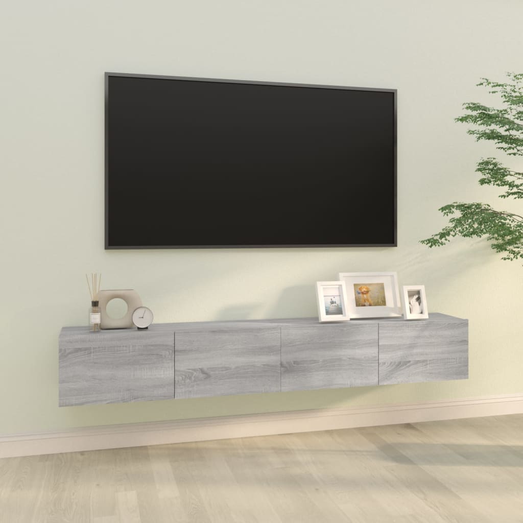 Έπιπλα Τηλεόρασης Τοίχου 2 τεμ. Γκρι 100x30x30 εκ. Επ. Ξύλο