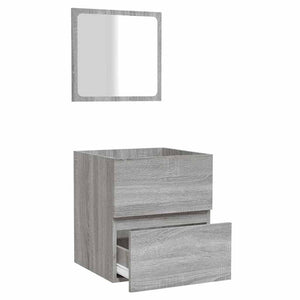 Ντουλάπι Μπάνιου με Καθρέφτη Γκρι Sonoma από Επεξεργασμένο Ξύλο