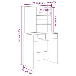Μπουντουάρ με Καθρέφτη Γκρι Sonoma 74,5x40x141 εκ. - Pakobazaar