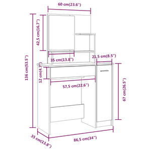 Μπουντουάρ με Καθρέφτη Καφέ Δρυς 86,5x35x136 εκ. - Pakobazaar
