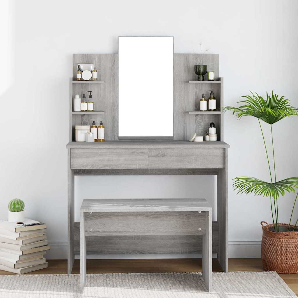 Μπουντουάρ με Καθρέφτη Γκρι Sonoma 96 x 40 x 142 εκ.