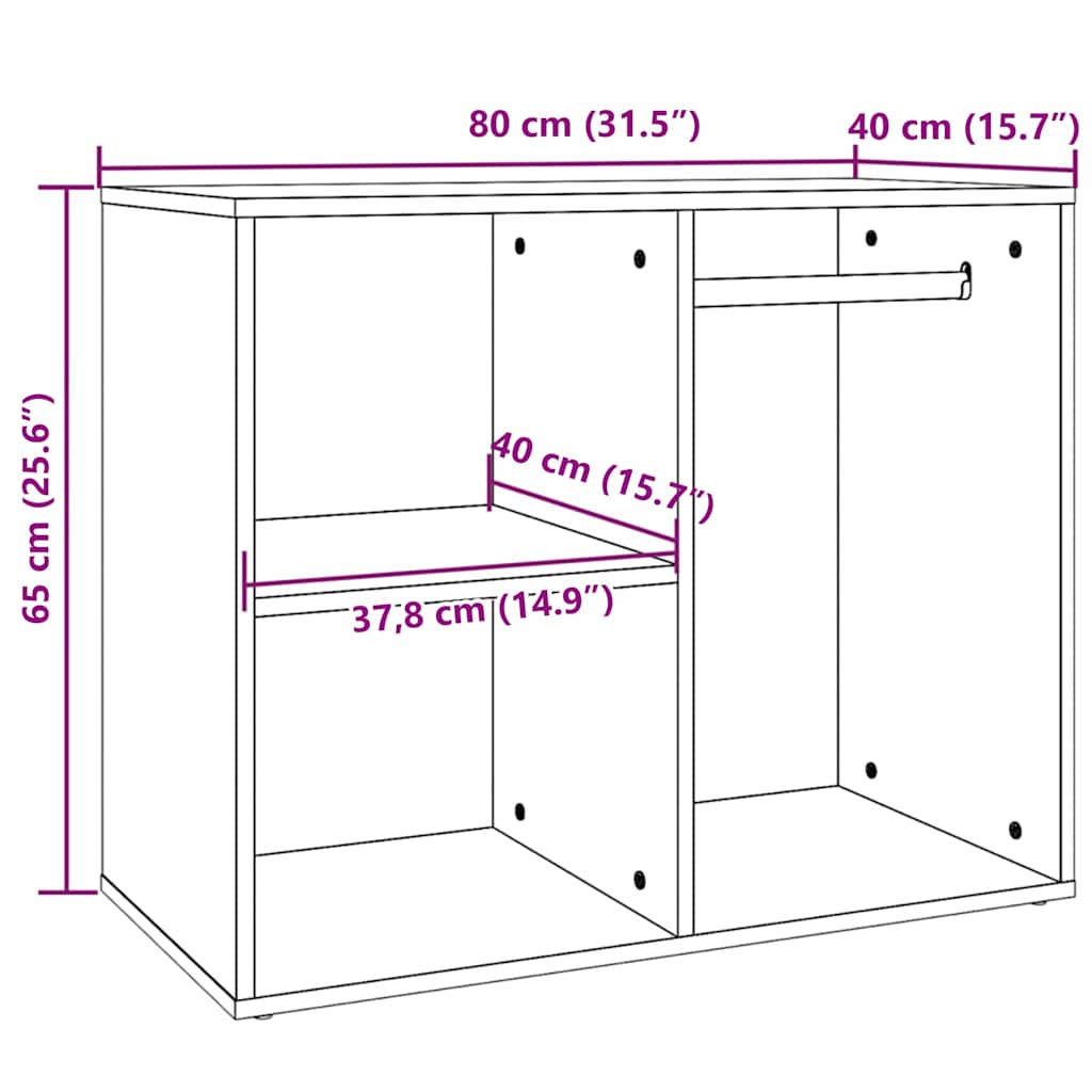 Ντουλάπι Γυαλιστερό Καπνιστή Δρυς 80x40x65εκ.Επεξεργασμένο Ξύλο
